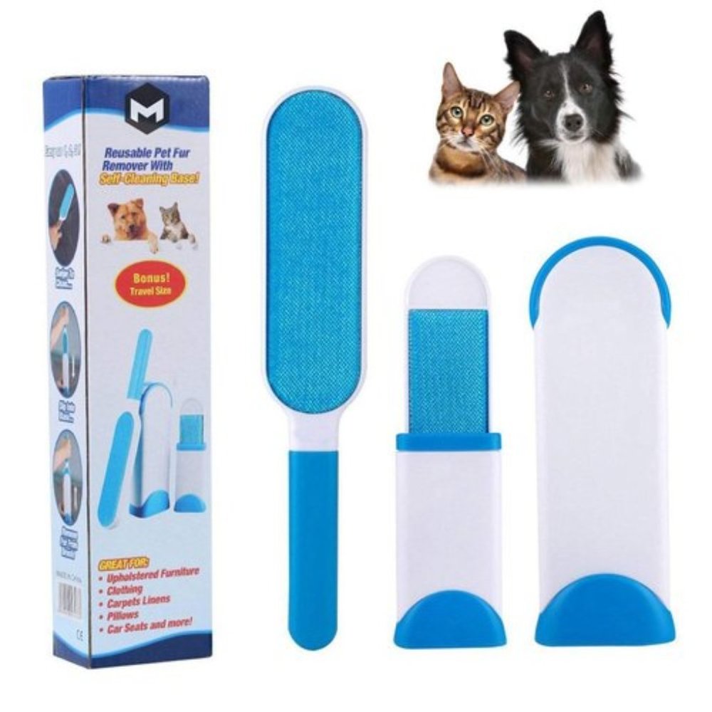 NEW Reusable Pet Fur Remover w/ Self Cleaning Base